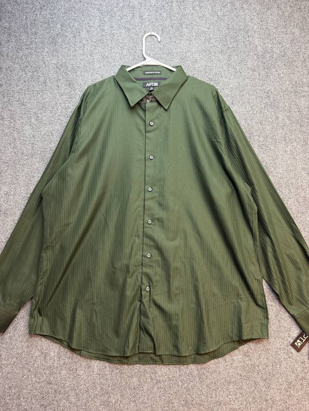 APT.9 Men’s Dress Shirt XXL Olive Green Superfine 80s Cotton Long Sleeve NWT